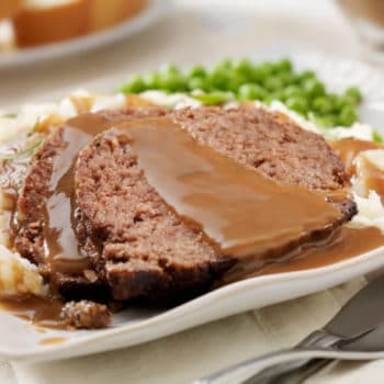 tasty meatloaf and brown gravy