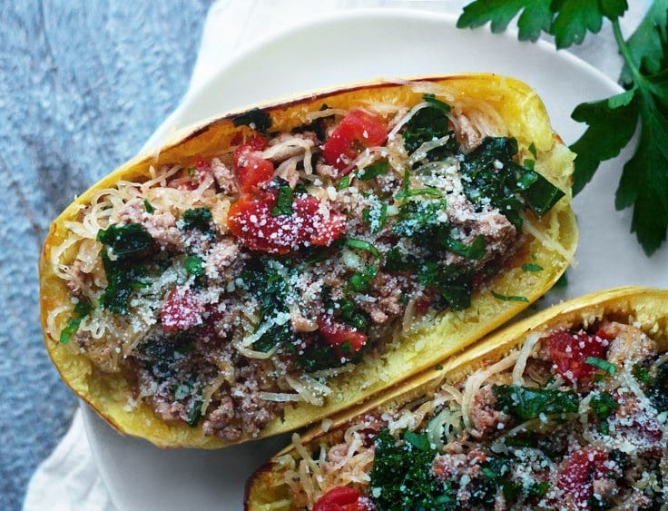 Spaghetti Squash with Turkey and Tomatoes