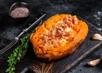 Spicy Ground Turkey In Sweet Potatoes