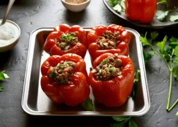 Ground Turkey And Wild Rice Stuffed Peppers