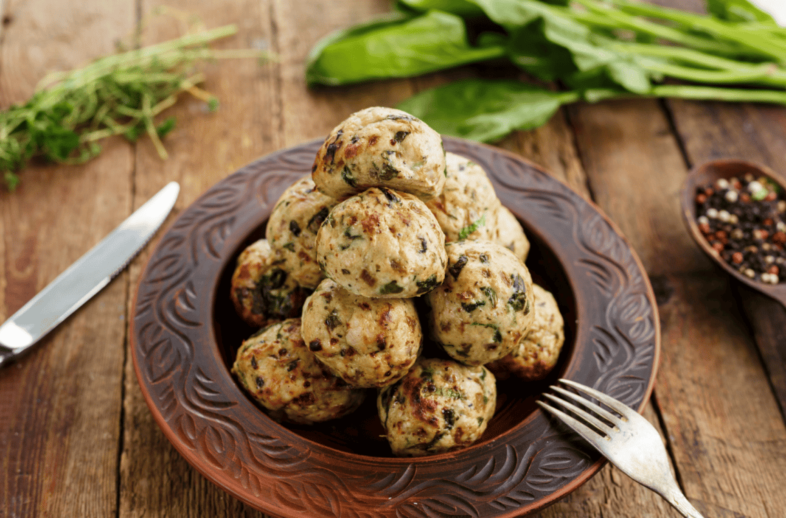 Baked Turkey Meatballs With Spinach