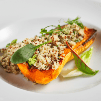 Stuffed Butternut Squash With Quinoa and Chicken