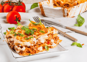Classic Chicken Lasagna On A White Plate