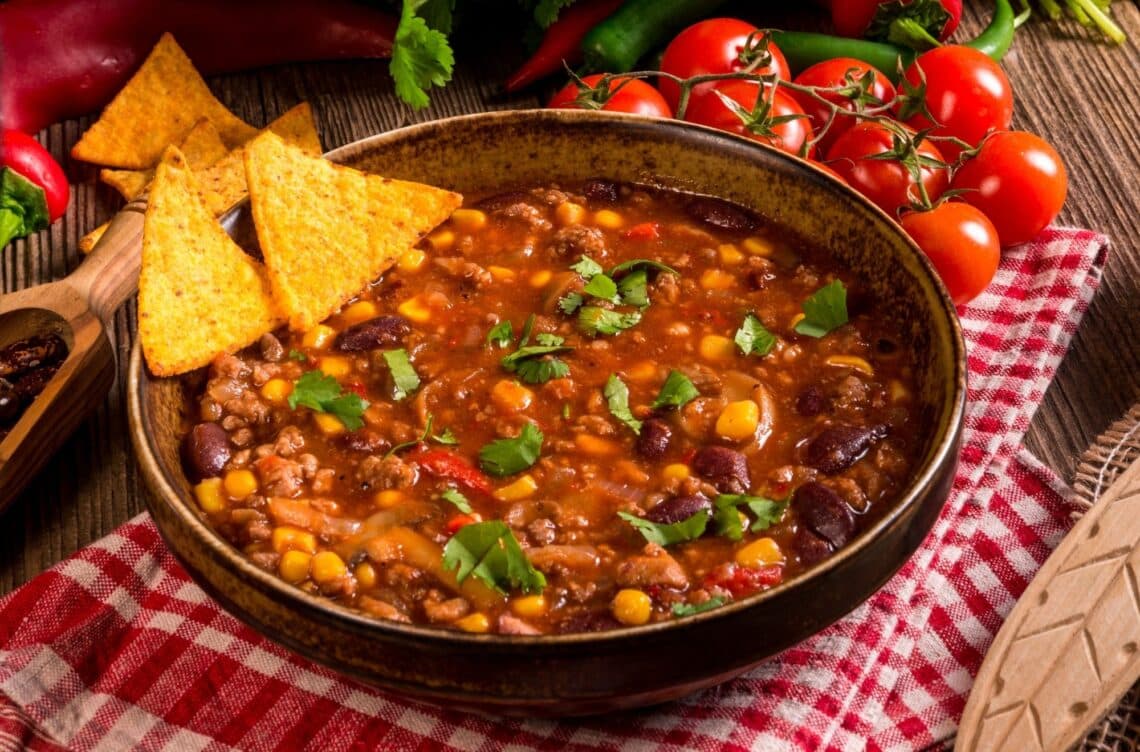 Crazy Easy Chili Recipe With Tortillas On Top