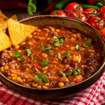 Crazy Easy Chili Recipe With Tortillas On Top