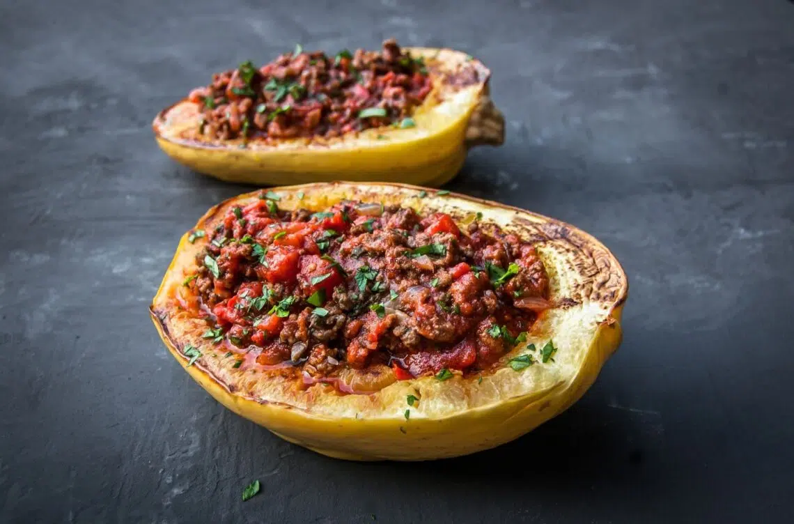Easy Spaghetti Squash With Veggies And Meat Sauce