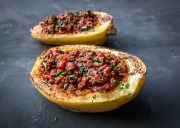 Easy Spaghetti Squash With Veggies And Meat Sauce
