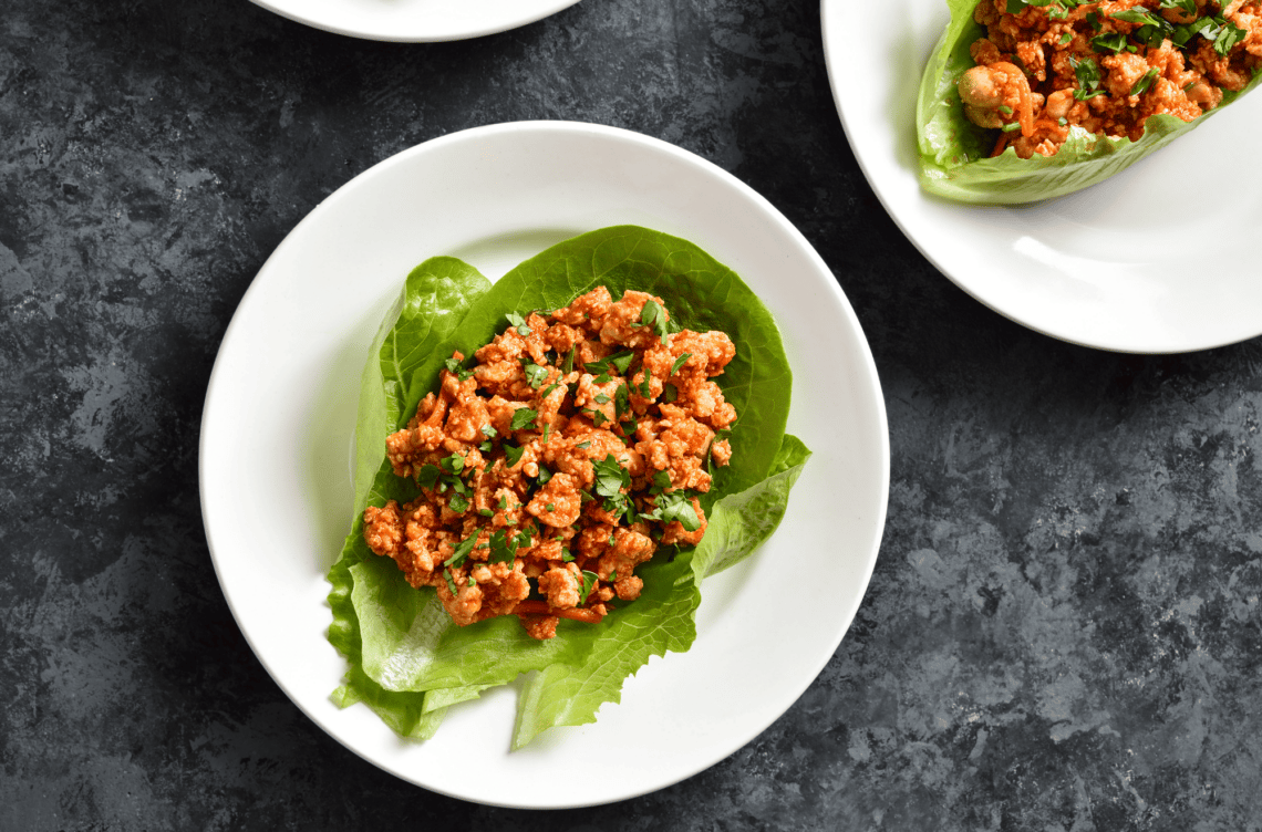 quick and healthy turkey lettuce poppers on white plate