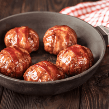 Bacon Wrapped Bbq Meatball Onion Bombs