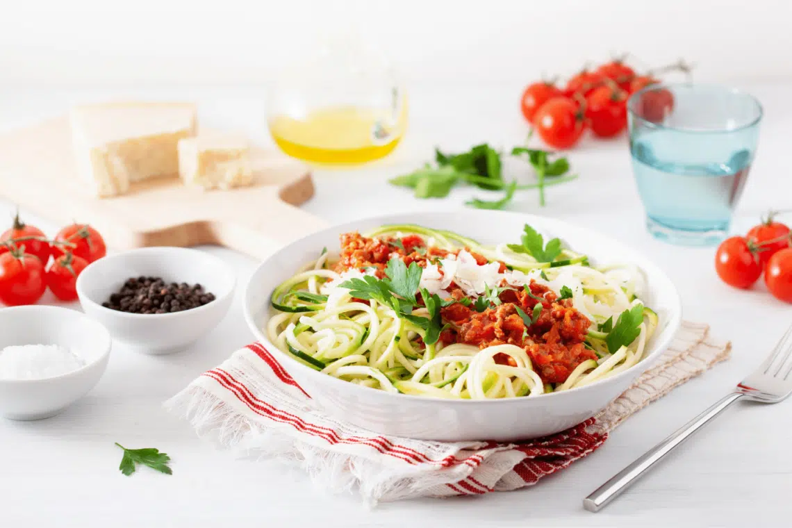 Courgetti With Spicy And Minty Lamb Sauce