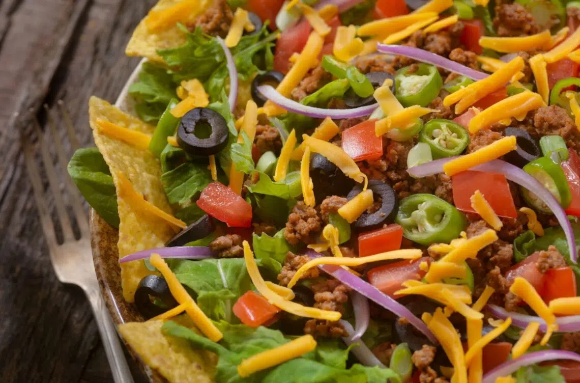 Easy Gluten-Free Taco Salad Recipe With Fork On The Side