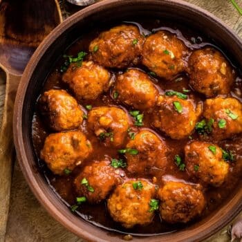 The Best Gluten-Free Bbq Meatballs In A Wooden Bowl