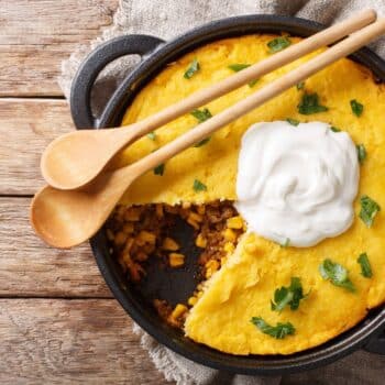 Delicious Beef Tamale Pie With Sour Cream On Top