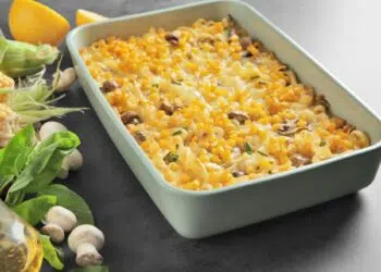 Easy Hamburger And Corn Casserole Served In A Baking Dish