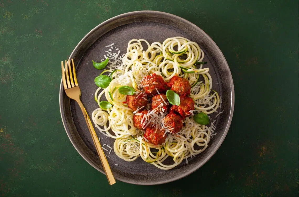 Healthy Turkey Meatballs With Zucchini Spaghetti