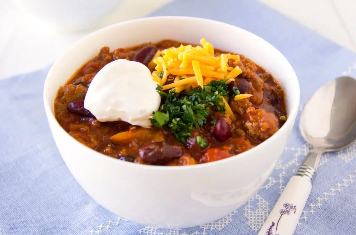 My Famous Turkey Chili In A Bowl