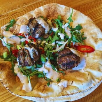 Simple But Amazing Herby Lamb Koftas Serves In a flatbread with tzatziki and tabbouleh