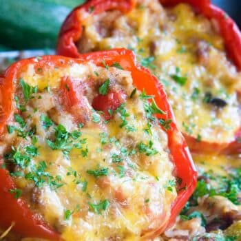Simply Easy Stuffed Peppers With Stuffing exposed