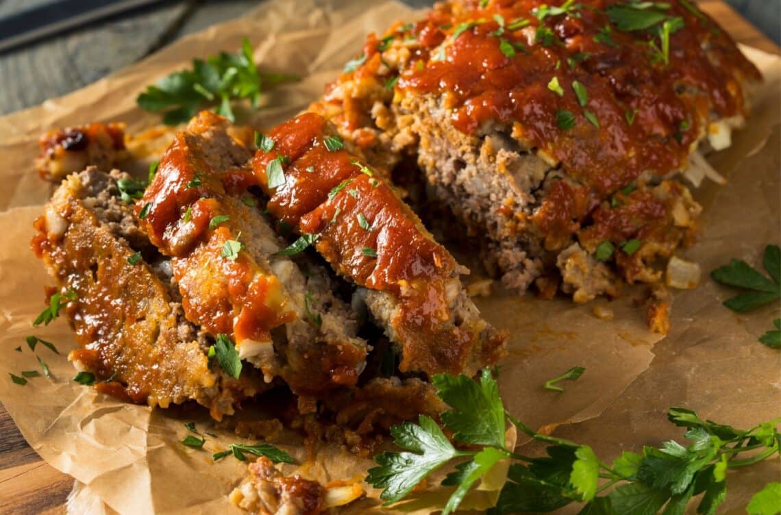 Slices of The Perfect Easiest Meatloaf Ever