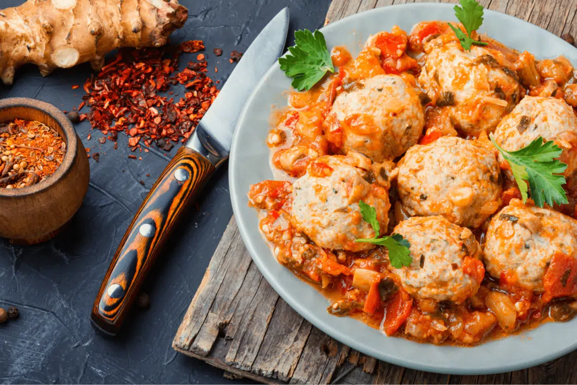 Decadent Baked Meatballs In Red Pepper Sauce Recipe