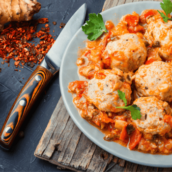 Decadent Baked Meatballs in Red Pepper Sauce Recipe
