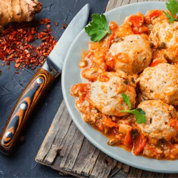 Decadent Baked Meatballs In Red Pepper Sauce Recipe