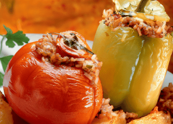 Delicious Greek Stuffed Tomatoes And Peppers