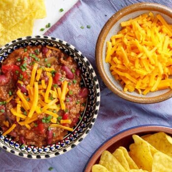 Best Chili Ever! Slow Cooker Chili With Shredded Cheese And Nachos