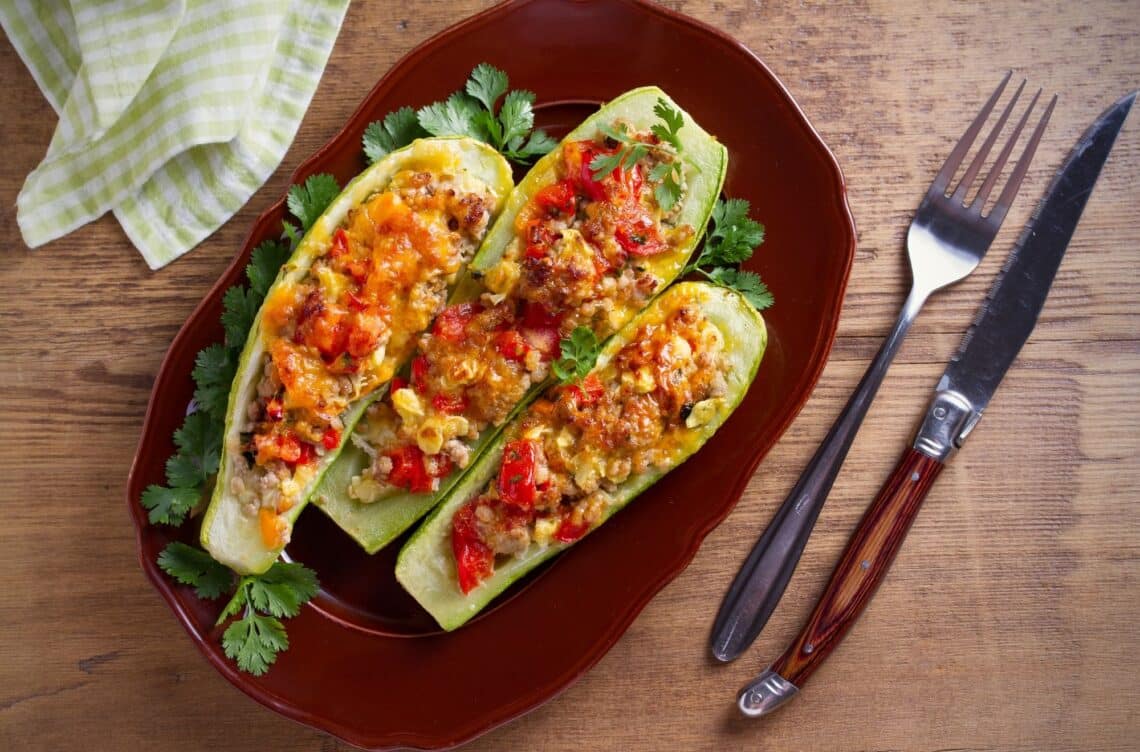 Spicy Mexican Zucchini Boat On A Plate