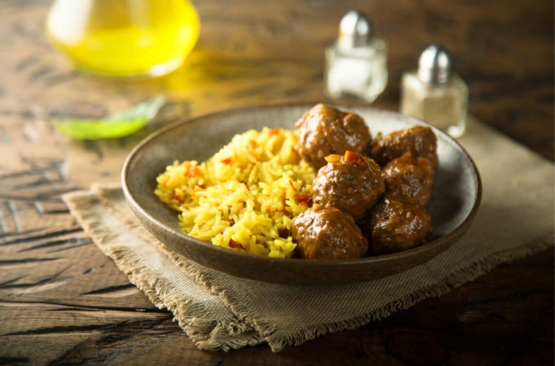 Easy Mouthwatering Asian Meatballs Recipe With Turmeric Rice