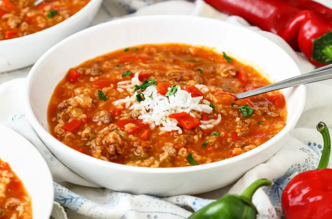 Heartwarming Stuffed Pepper Soup With Rice