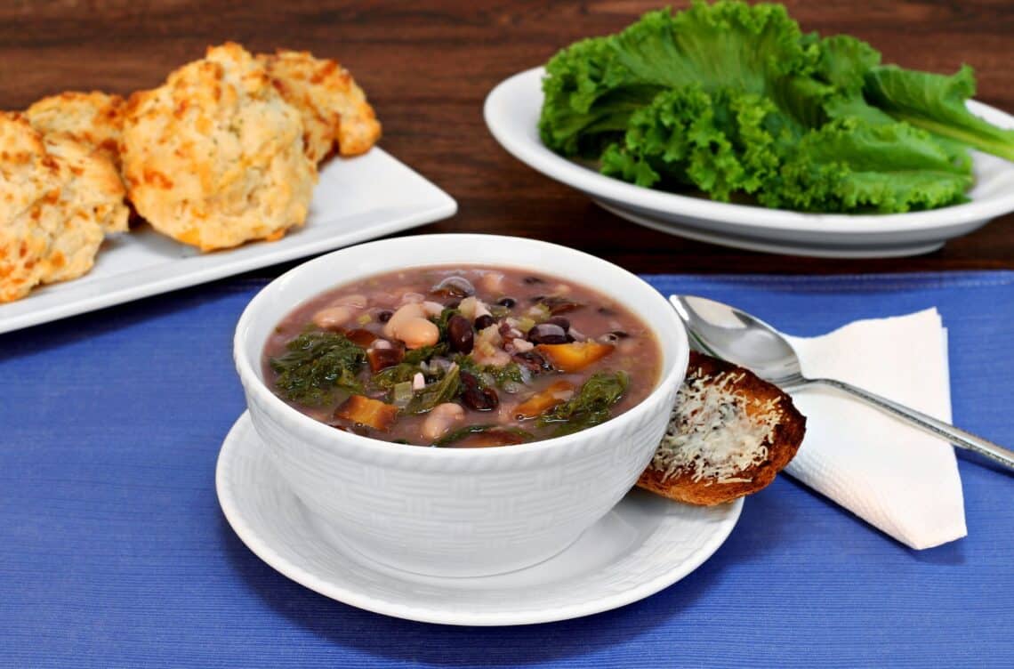 Five Bean Kale Chili Serves With Toast