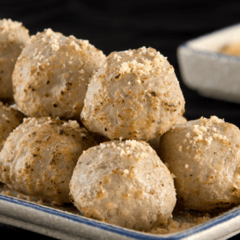 Finger Lickin’ Mozzarella-Stuffed Chicken Pesto Meatballs