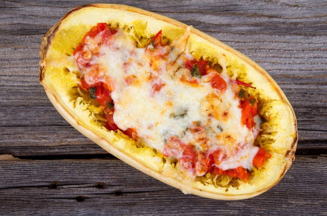 Whole30 Low-Carb Meatball Stuffed Spaghetti Squash With Melted Cheese