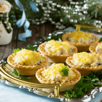 Chicken and Balsamic Onion Goat Cheese Tartlets