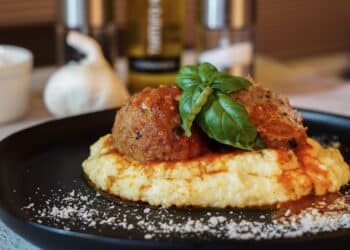 Awesome Fantastic Meatballs With Mushroom Sauce And A Creamy Parmesan Polenta