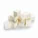 Feta cheese cubes on white