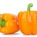 Orange Bell peppers isolated on white background closeup