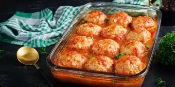 Mutton Meatballs And Rice In The Oven