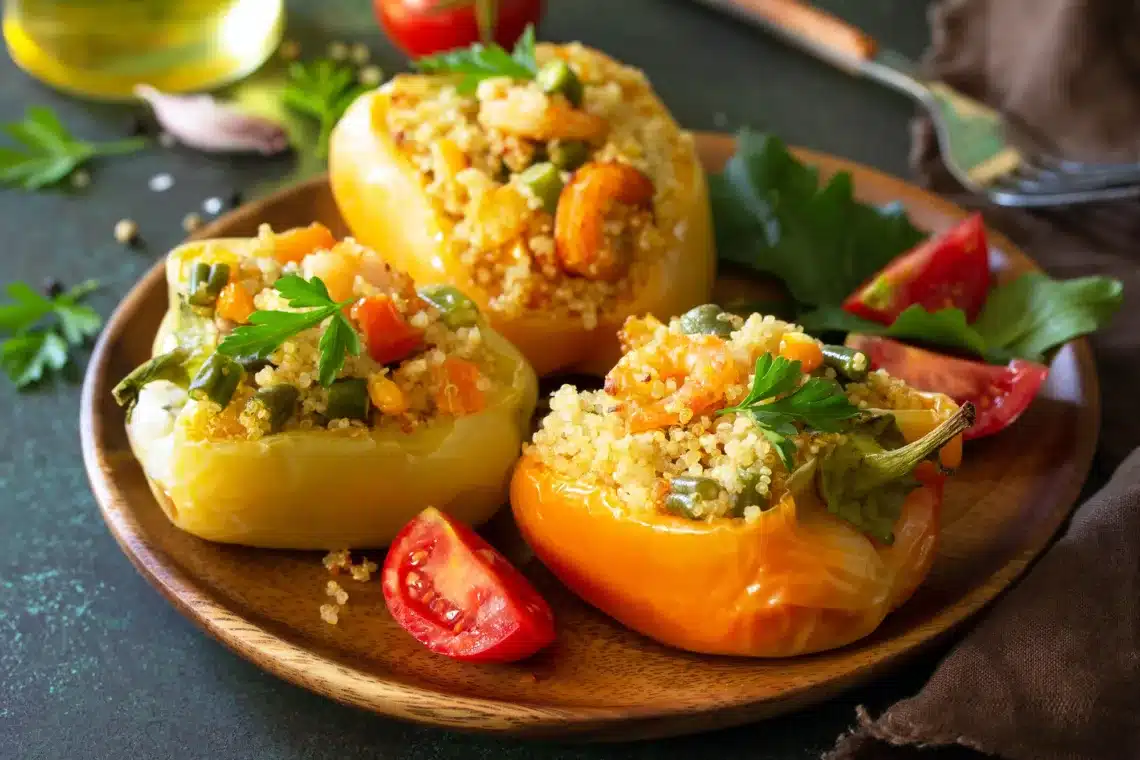 Finger-Licking Couscous And Shrimp Stuffed Peppers
