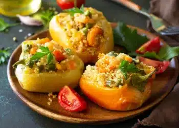 Finger-Licking Couscous and Shrimp Stuffed Peppers