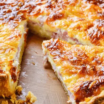 Traditional French Mushroom And Smoked Beef Quiche