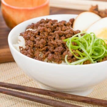 Taiwanese Braised Minced Pork Over Rice With Sliced Hard-Boiled Egg